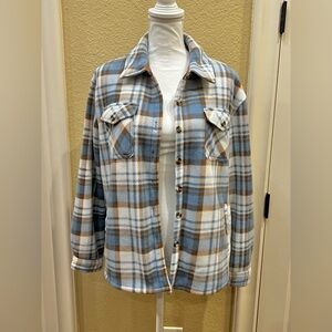 LIKE NEW!!! Sage Collective Plaid Sweater Jacket in Blue and Brown